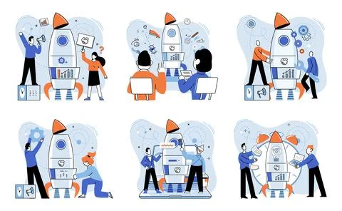 Team solving problems Successful business development, plan and process symbol 스톡 일러스트