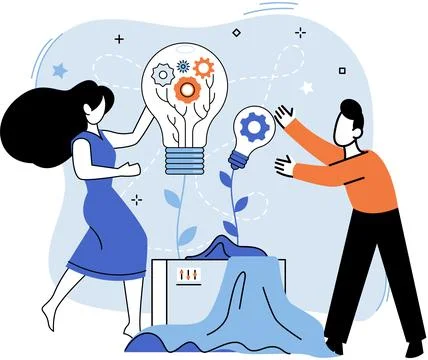 Team solving problems Team work and team building, corporate and partnership Stock Illustration