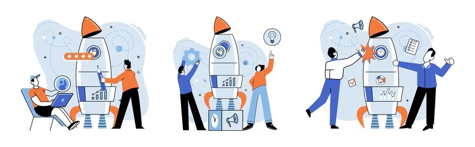 Team solving problems. Teamwork problem solving solution partnership Agile Stock Illustration