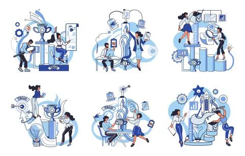 Team solving problems. Teamwork problem solving solution partnership Agile Stock Illustration