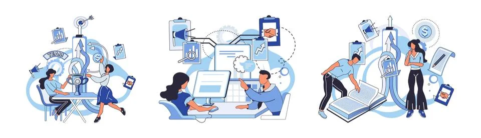 Team solving problems. Teamwork problem solving solution partnership Agile Stock Illustration