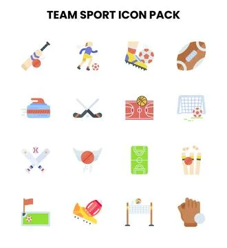 Team Sport Flat Icons Pack Stock Illustration