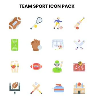 Team Sport Flat UI Icons Pack Stock Illustration