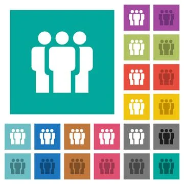 Team square flat multi colored icons Stock Illustration