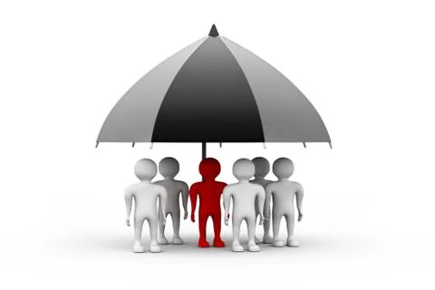 Team standing with a black umbrella Stock-Illustration