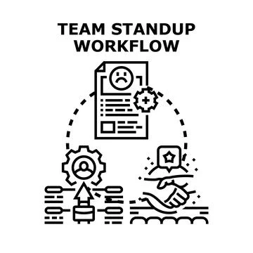 Team standup creating workflow development process イラスト素材