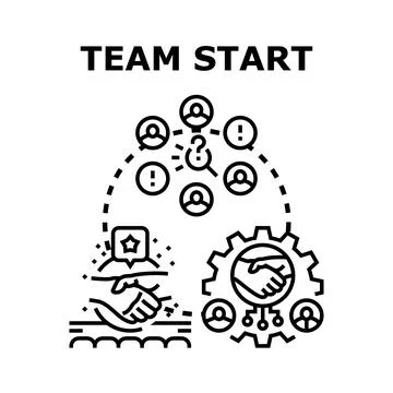 Team starting business project with collaboration and problem solving Stock Illustration