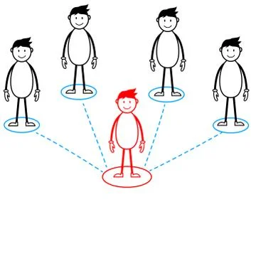 Team of stickmen with a leader Stock Illustration