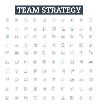 Team strategy vector line icons set. Collaboration, Planning, Alignment Stock Illustration