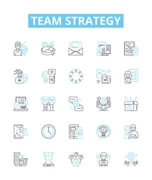Team strategy vector line icons set. Collaboration, Planning, Alignment Stock Illustration