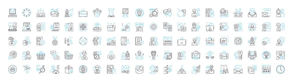 Team strategy vector line icons set. Collaboration, Planning, Alignment 스톡 일러스트