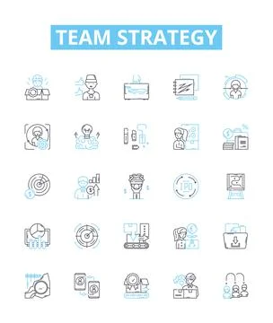 Team strategy vector line icons set. Collaboration, Planning, Alignment Stock Illustration