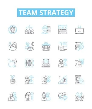 Team strategy vector line icons set. Collaboration, Planning, Alignment Stock Illustration