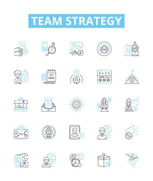 Team strategy vector line icons set. Collaboration, Planning, Alignment Stock Illustration
