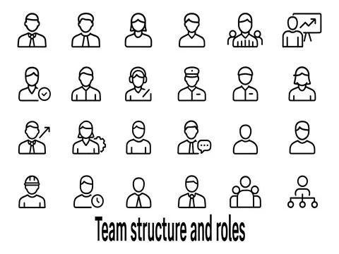 Team structure and roles icons isolated on white background Stock Illustration