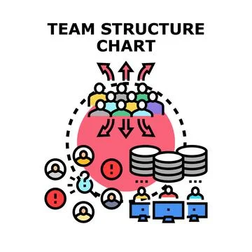 Team structure chart forming business organization hierarchy Stock Illustration