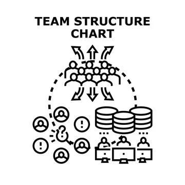 Team structure chart forming business organization hierarchy Stock Illustration