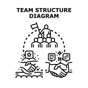 Team structure diagram illustrating collaboration and leadership Stock Illustration