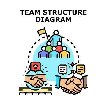 Team structure diagram illustrating collaboration and leadership Stock Illustration