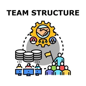 Team structure managing business collaboration and resources 스톡 일러스트