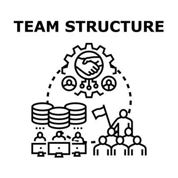 Team structure managing business collaboration and resources Stock Illustration