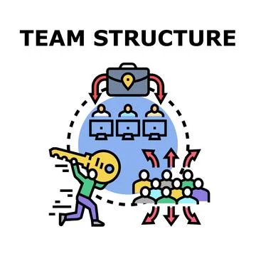 Team structure managing business collaboration development Stock Illustration