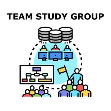 Team study group learning online and developing strategy Stock Illustration