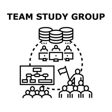 Team study group learning online and developing strategy Stock Illustration