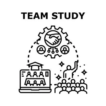 Team study with online education and collaboration concept Stock Illustration