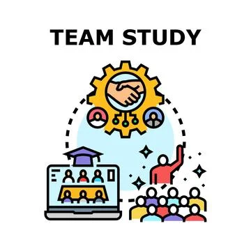 Team study with online education and collaboration concept Stock Illustration