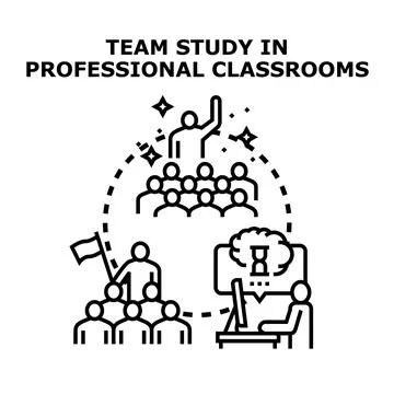 Team study professional classroom learning concept illustration Stock Illustration
