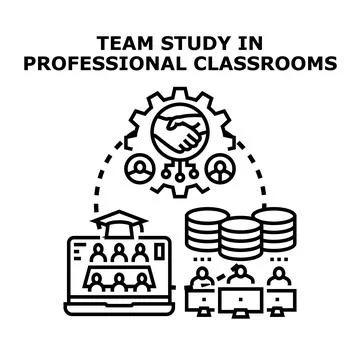 Team study professional classrooms concept vector illustration Stock Illustration