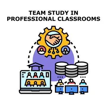 Team study professional classrooms concept vector illustration Stock Illustration