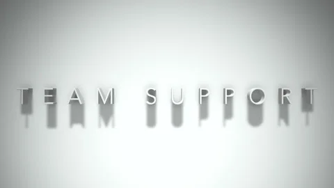 Team support 3D title animation white text on a white background Stock Footage 299377468