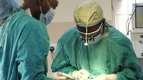 Team of surgeons in operating theater performing operation on a patient . Stock Footage 156019069