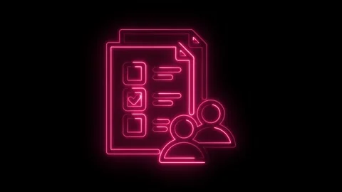 Team survey neon style animation on black background teamwork assessment data Stock Footage 346002450