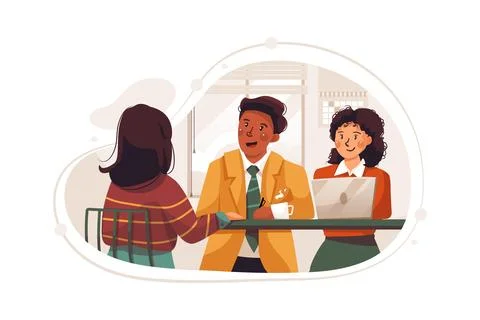 Team talking with the client 스톡 일러스트