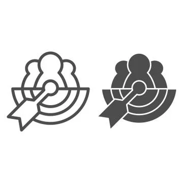 Team target line and solid icon. Business goal, collective achievement symbol イラスト素材