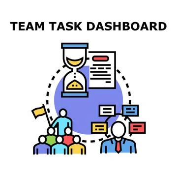 Team task dashboard managing business development process Stock Illustration