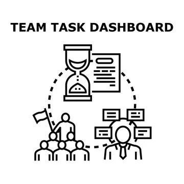 Team task dashboard managing business development process Stock Illustration