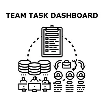 Team task dashboard managing business project workflow Stock Illustration