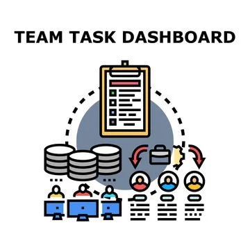 Team task dashboard managing business project workflow Stock Illustration