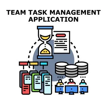 Team task management application concept vector illustration Stock Illustration