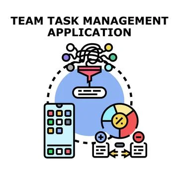 Team task management application developing project planning Ilustração Stock