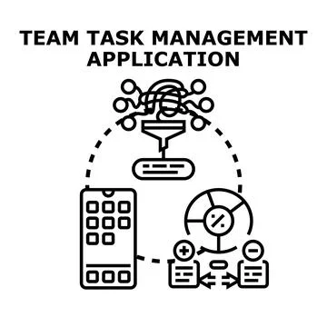Team task management application developing project planning 库存插图