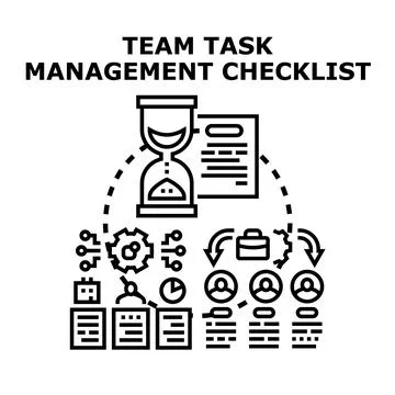 Team task management checklist for project workflow Stock-Illustration