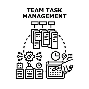 Team task management organizing project workflow concept Stock Illustration