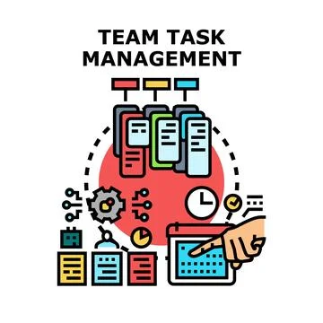 Team task management organizing project workflow concept Stock Illustration