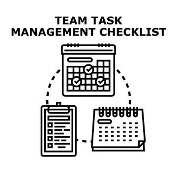 Team task management planning checklist concept Ilustración de archivo