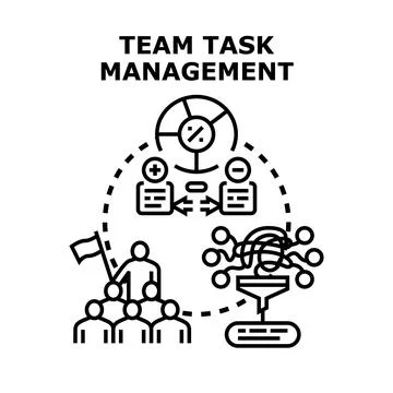 Team task management process allocating project responsibilities Stock Illustration